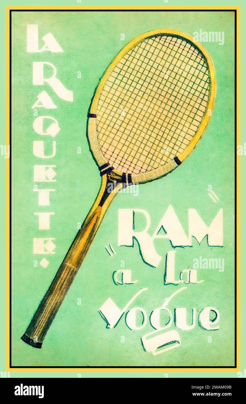 1930s Tennis Racquet Pubblicità poster 'la Raquette' RAM a la Vogue RAM, il  popolare Tennis Racquet Vintage retro Tennis Poster France Foto stock -  Alamy