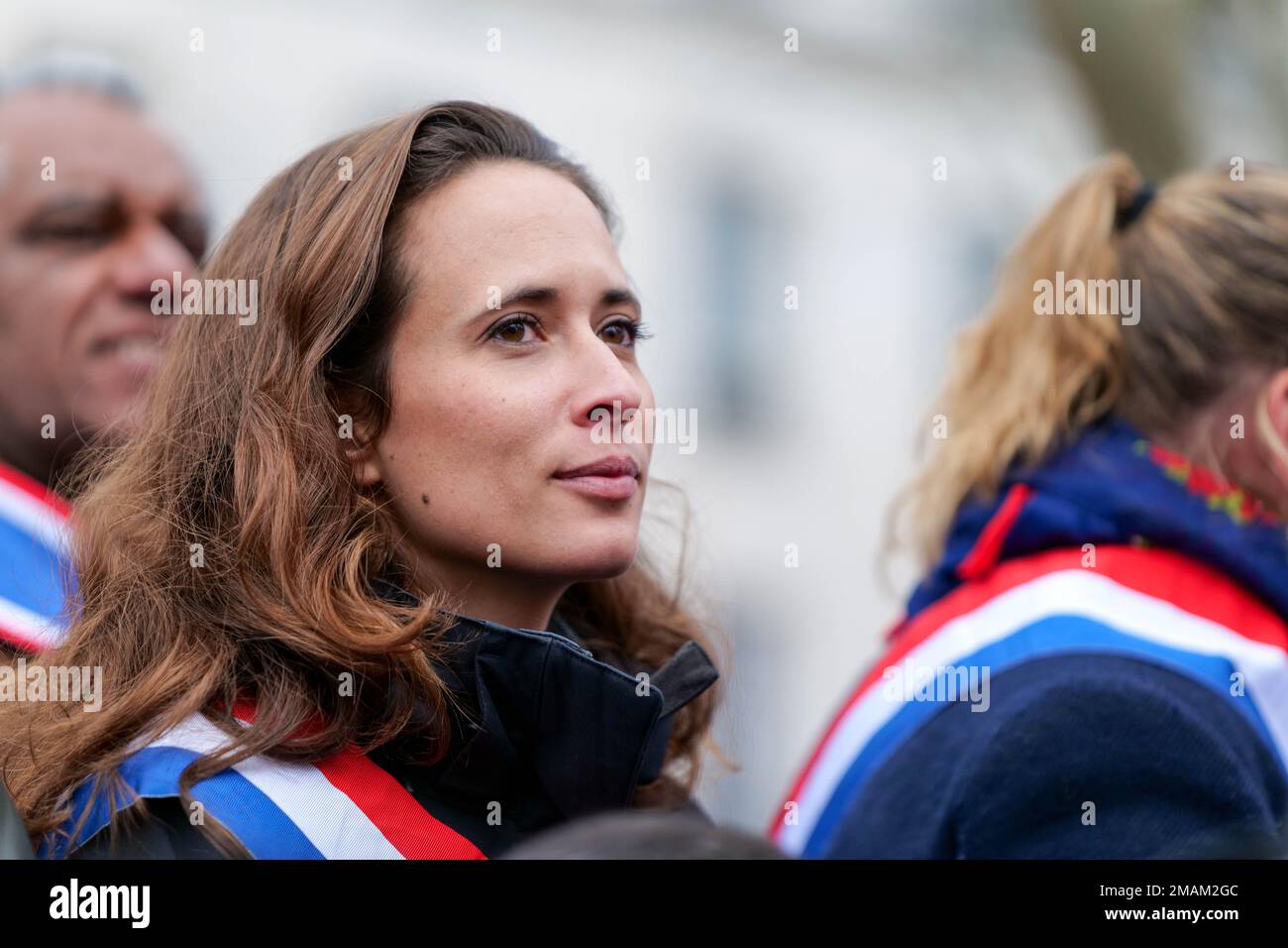 Parigi, Francia, 19/01/2023. A Parigi gli sciatori si sono dimostrati contrari alla riforma pensionistica del governo. Pierre Galan/Alamy Live News Foto Stock