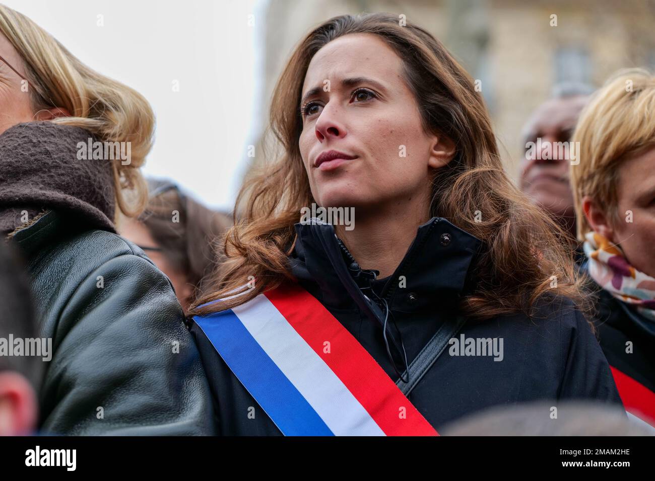Parigi, Francia, 19/01/2023. A Parigi gli sciatori si sono dimostrati contrari alla riforma pensionistica del governo. Pierre Galan/Alamy Live News Foto Stock