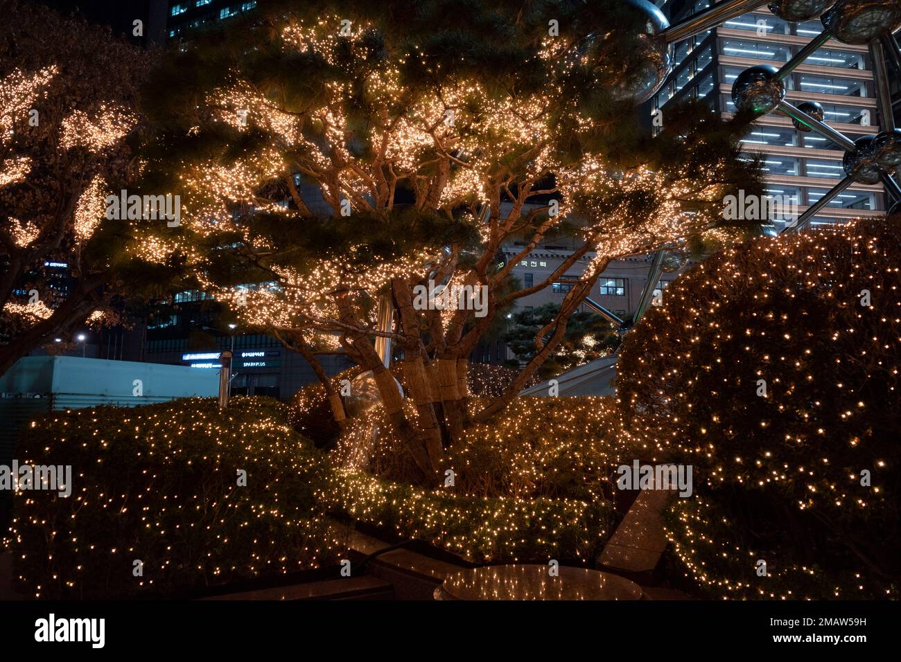 Seul, Corea. 20th Dec, 2022. Illuminazioni invernali in un esclusivo centro commerciale presso il grande magazzino Shinsegae, Che vende prodotti di lusso. La Corea del Sud ha recentemente riaperto i suoi confini al turismo dopo la pandemia COVID-19, ma ha recentemente vietato ai cittadini della Repubblica popolare cinese a causa delle preoccupazioni variante COVID con il paese improvvisamente cadere la loro draconiana politica zero-covid. (Credit Image: © Taidgh Barron/ZUMA Press Wire) SOLO PER USO EDITORIALE! Non per USO commerciale! Foto Stock