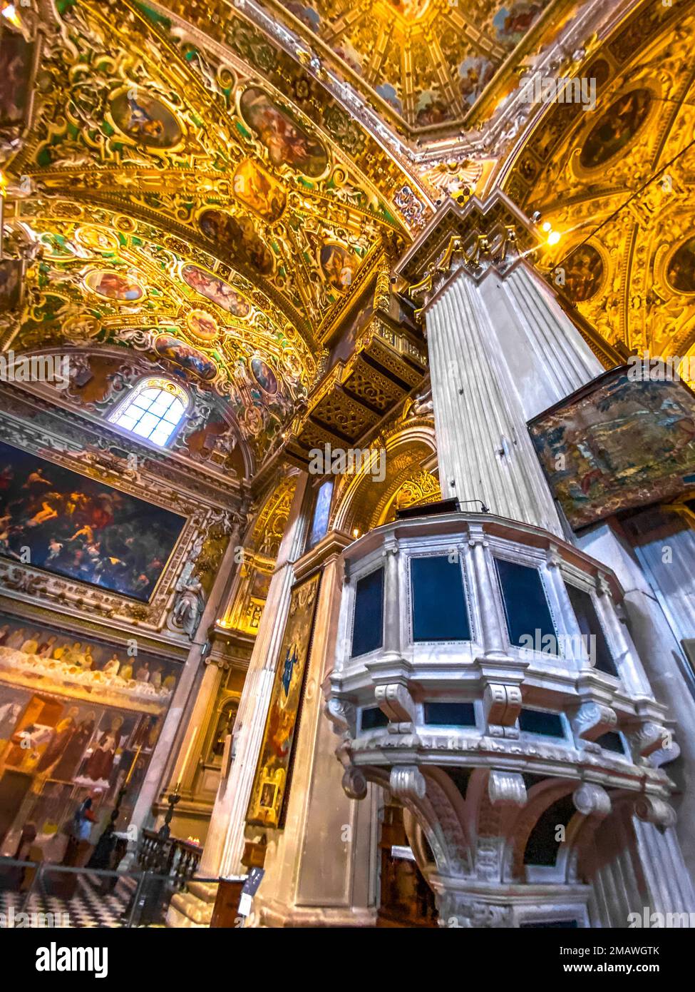 Basilica di Santa Maria maggiore, una chiesa importante nella città alta di Bergamo, nel Nord Italia Foto Stock