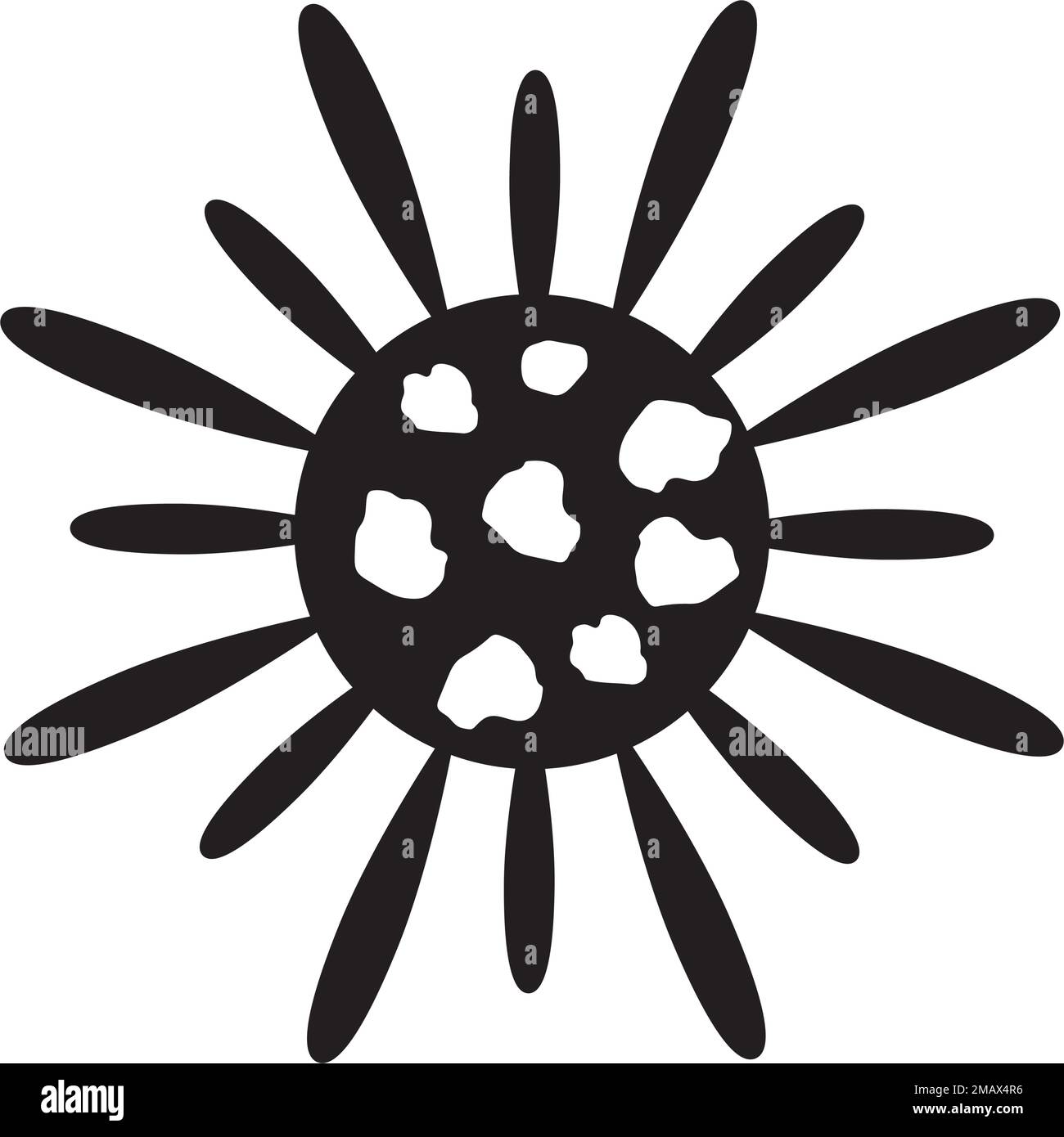 disegno di illustrazione dell'immagine del virus in bianco e nero Illustrazione Vettoriale
