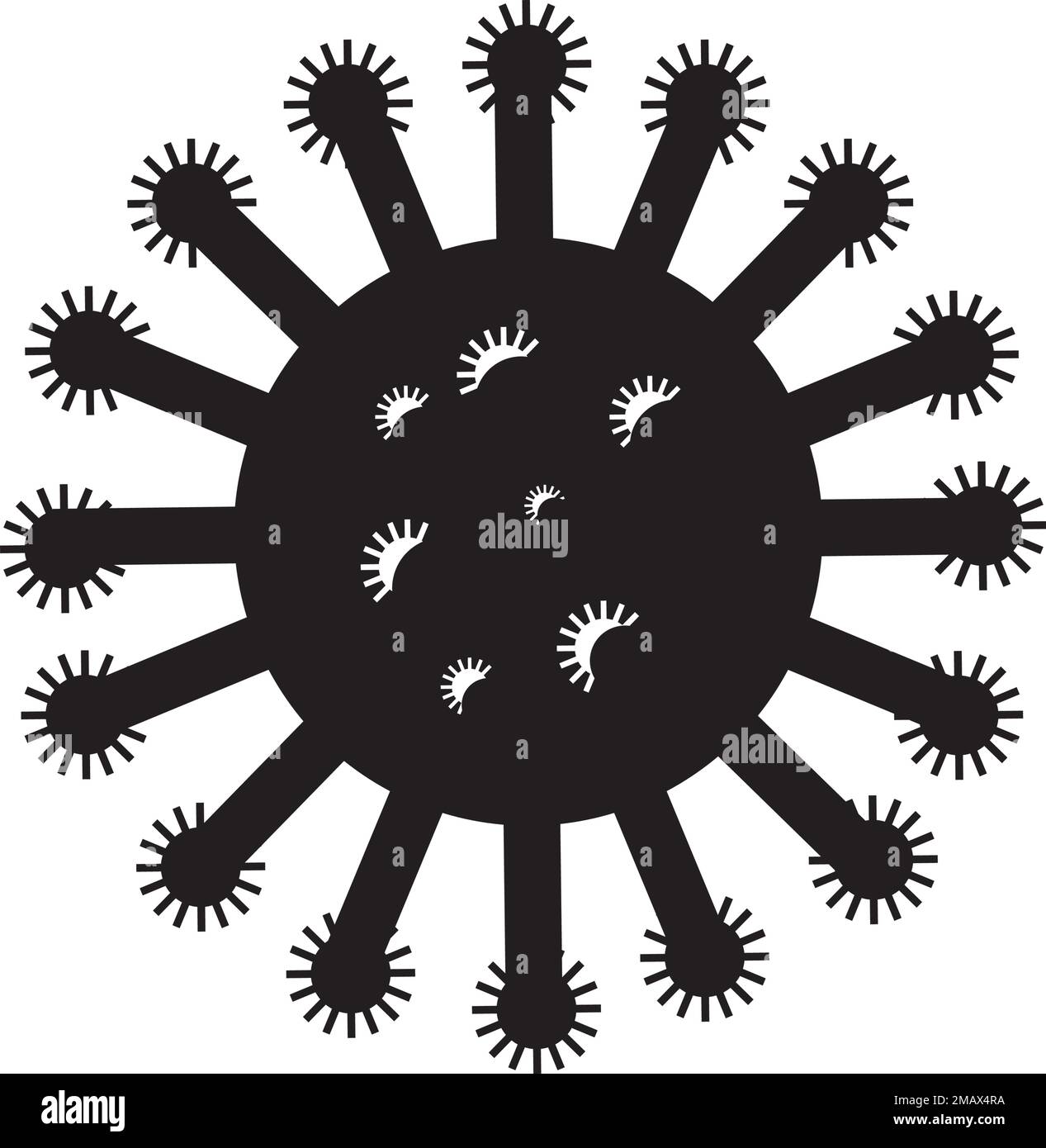 disegno di illustrazione dell'immagine del virus in bianco e nero Illustrazione Vettoriale disegno di illustrazione dell'immagine del virus in bianco e nero Illustrazione Vettoriale