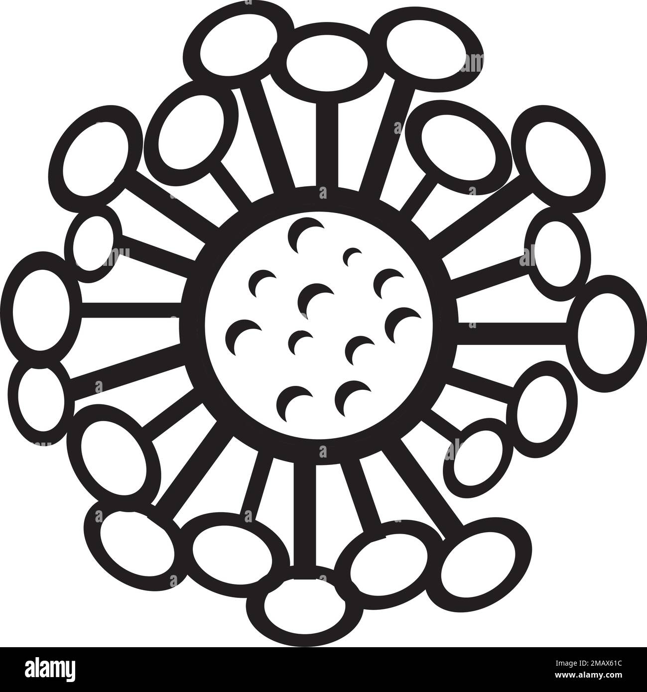 disegno di illustrazione dell'immagine del virus in bianco e nero Illustrazione Vettoriale
