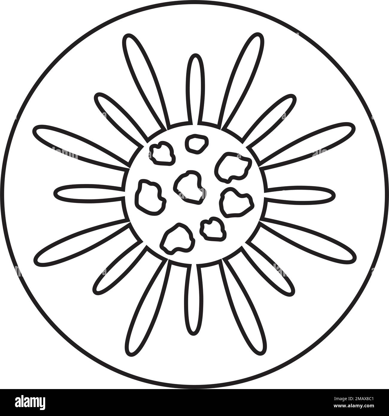 disegno di illustrazione dell'immagine del virus in bianco e nero Illustrazione Vettoriale disegno di illustrazione dell'immagine del virus in bianco e nero Illustrazione Vettoriale