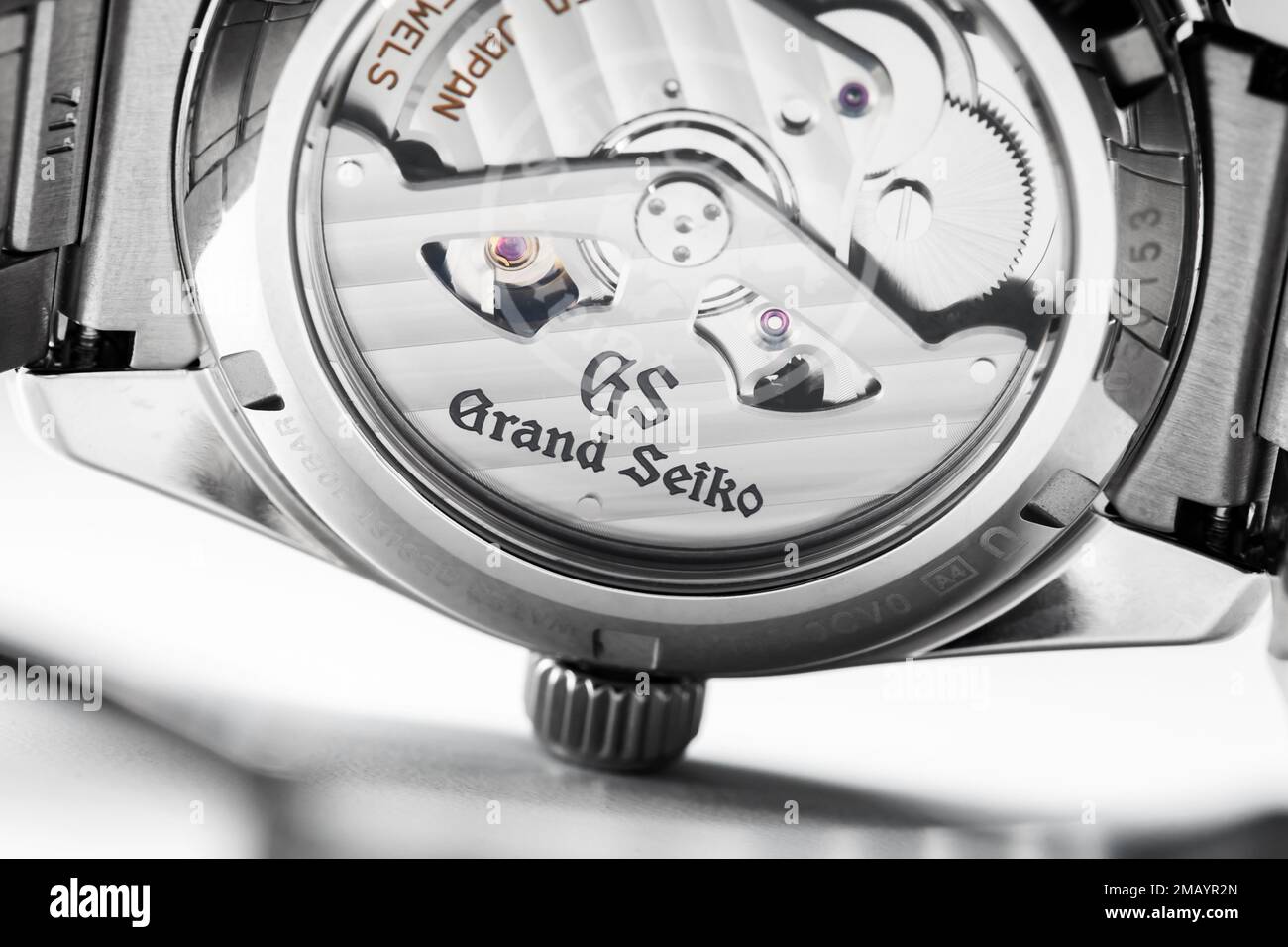 Tokyo, Giappone - 19 settembre 2022: Movimento dell'orologio automatico da polso Grand Seiko Heritage Collection Spring Drive SBGA373 Foto Stock