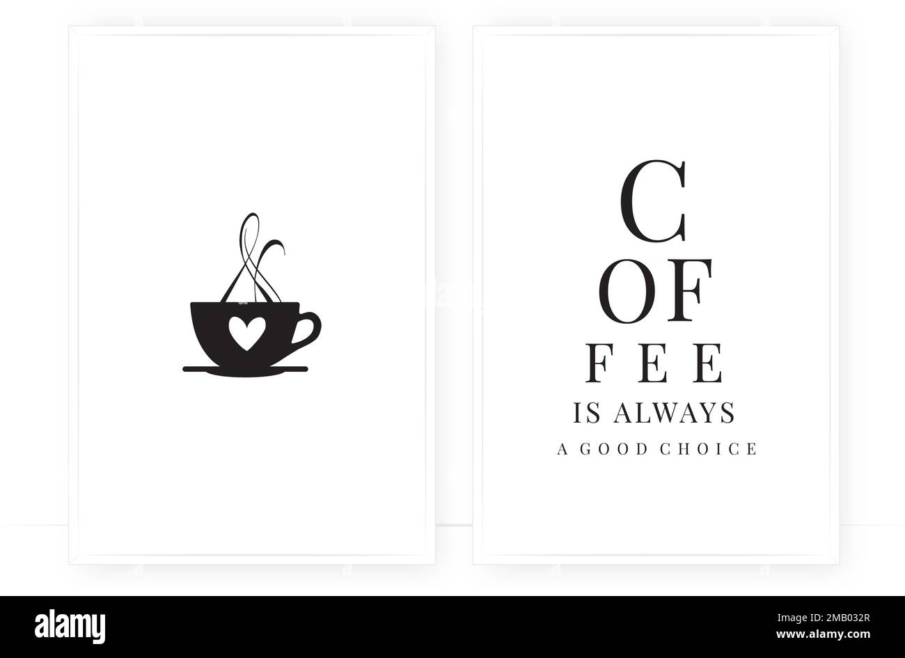 Il caffè è sempre una buona scelta, vettore. Design scandinavo tipografico minimalista in due pezzi. Illustrazione della tazza di caffè isolata sul bianco Illustrazione Vettoriale