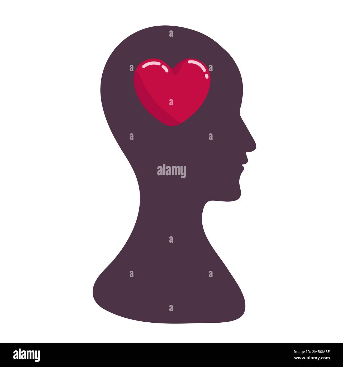 Concetto di cuore e cervello, conflitto tra emozioni e pensiero razionale, lavoro di squadra e equilibrio tra anima e intelligenza. Logo vettoriale o icona desi Illustrazione Vettoriale