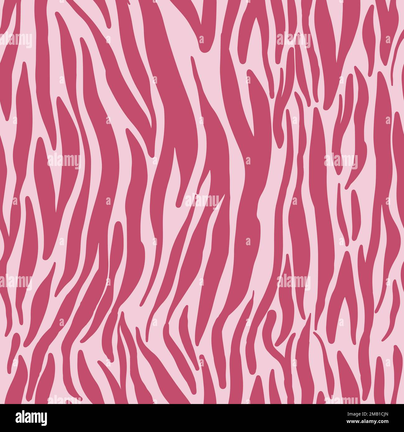 Motivo senza cuciture con righe astratte come la pelle zebrata. Stampa animale in una combinazione di colori alla moda Viva Magenta. Illustrazione Vettoriale