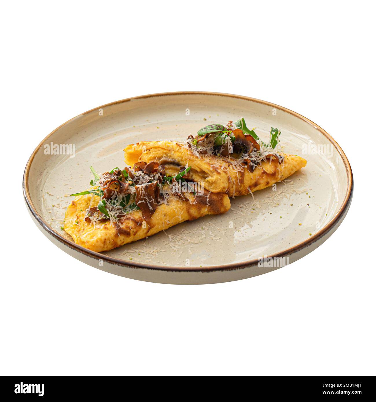Omelette con funghi e formaggio Foto Stock