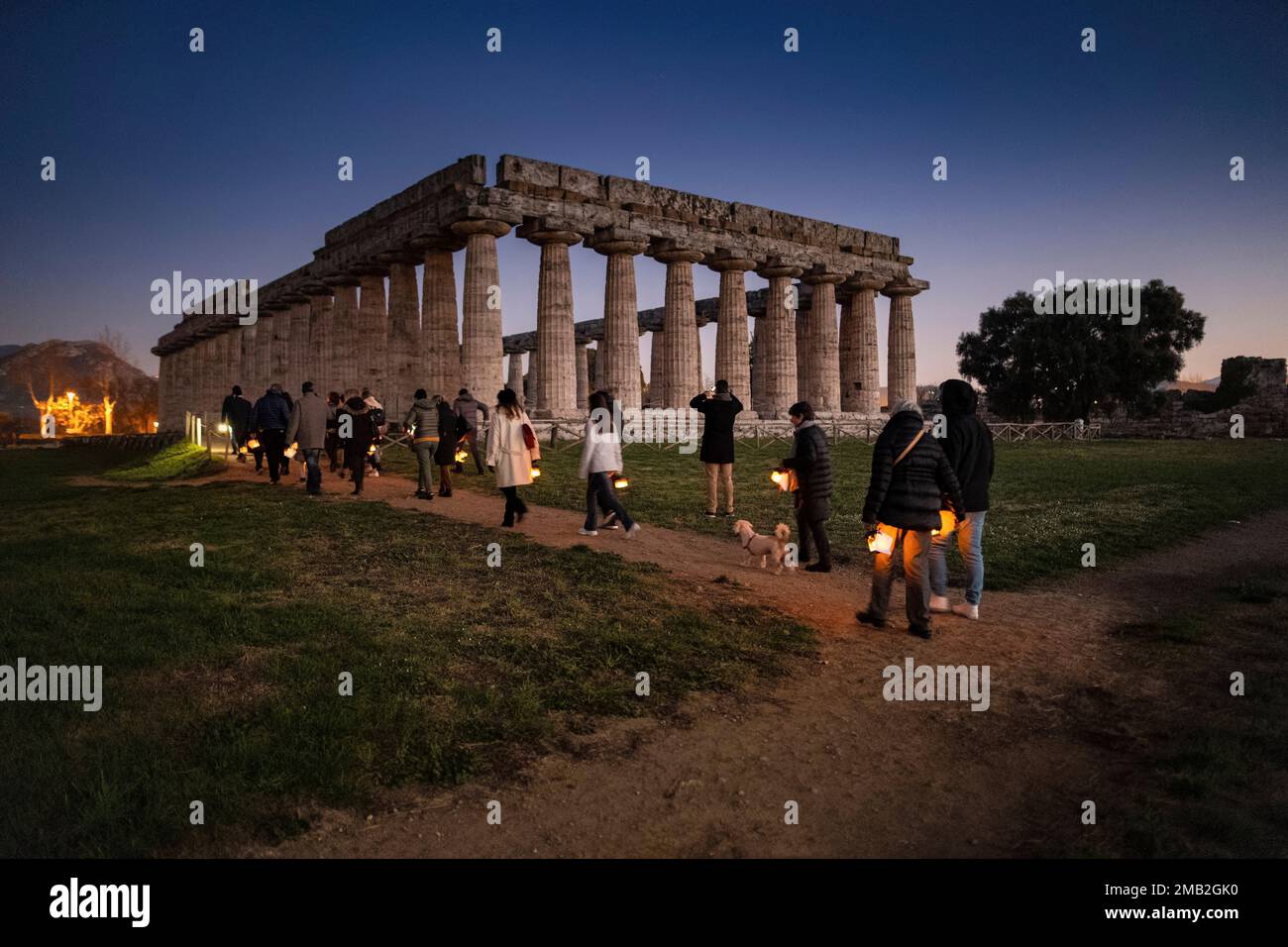 Italia, Campania, Salerno, Paestum in Cilento - i templi Foto Stock