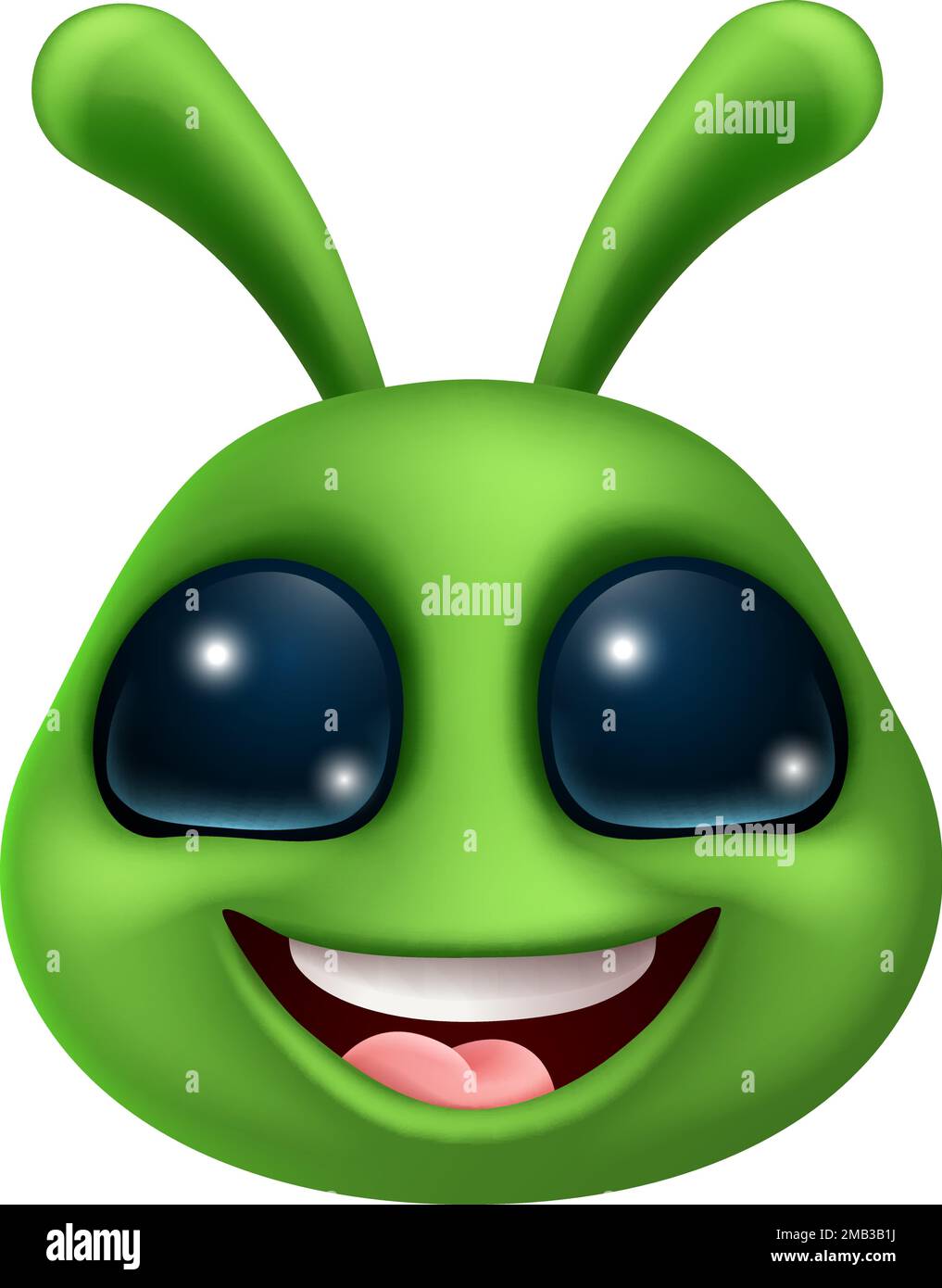 Verde Alien carino Emoticon Marziano faccia Cartoon Illustrazione Vettoriale