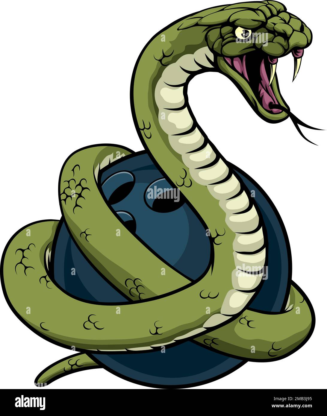 Snake Bowling Ball Animal Sports Team Mascot Illustrazione Vettoriale