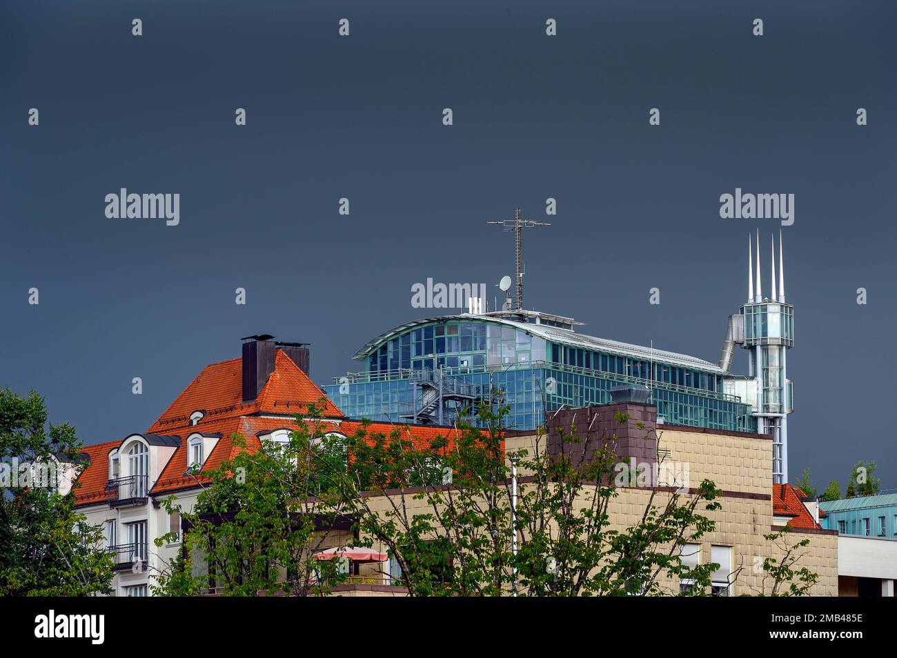 Edificio moderno, MySkylounge, Kempten, Allgaeu, Baviera, Germania Foto Stock