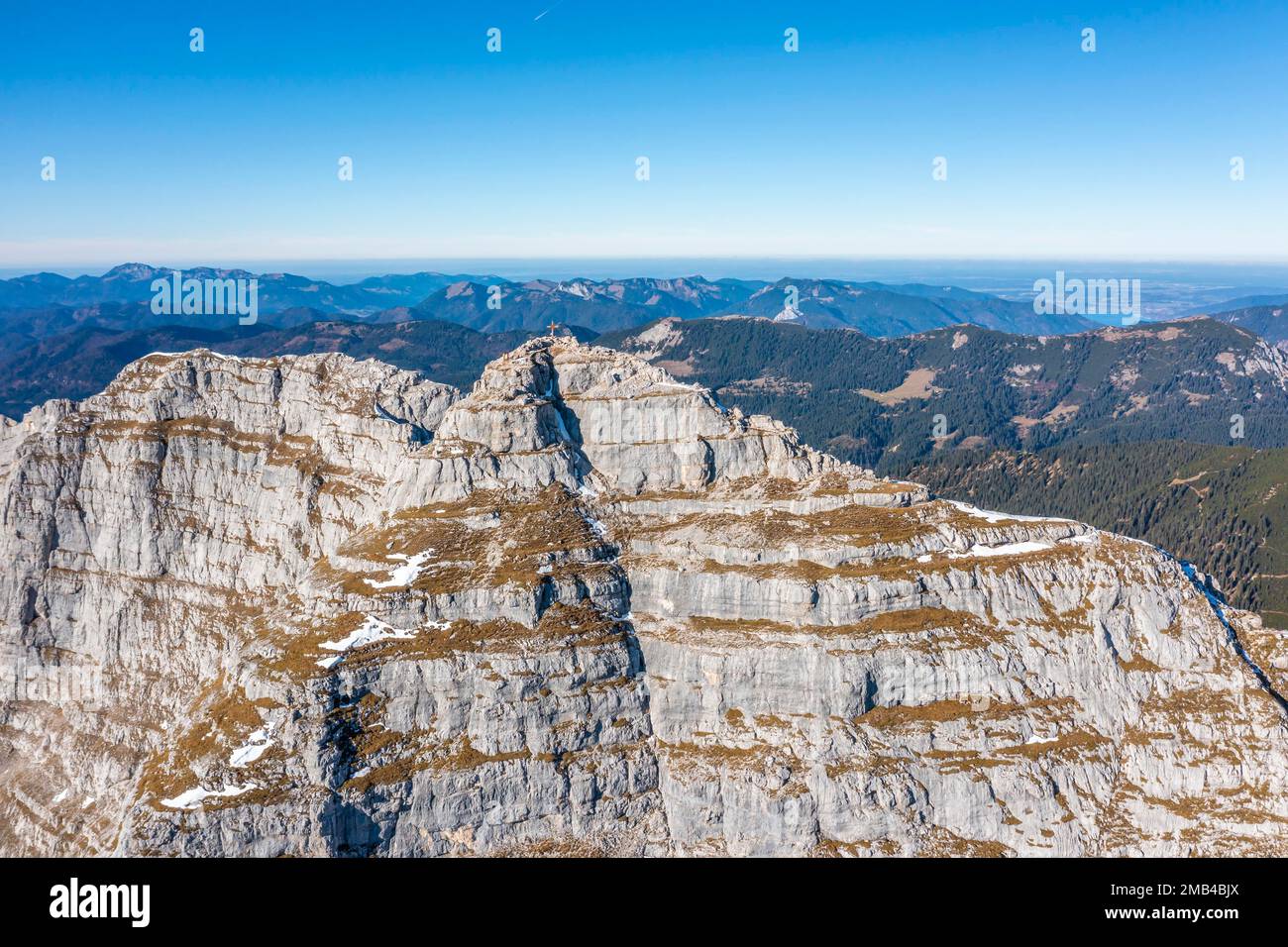 Veduta aerea, Guffertspitze, cima del Guffert, Alpi di Brandenberg, Alpi calcaree settentrionali, Alpi orientali, Tirolo, Austria Foto Stock