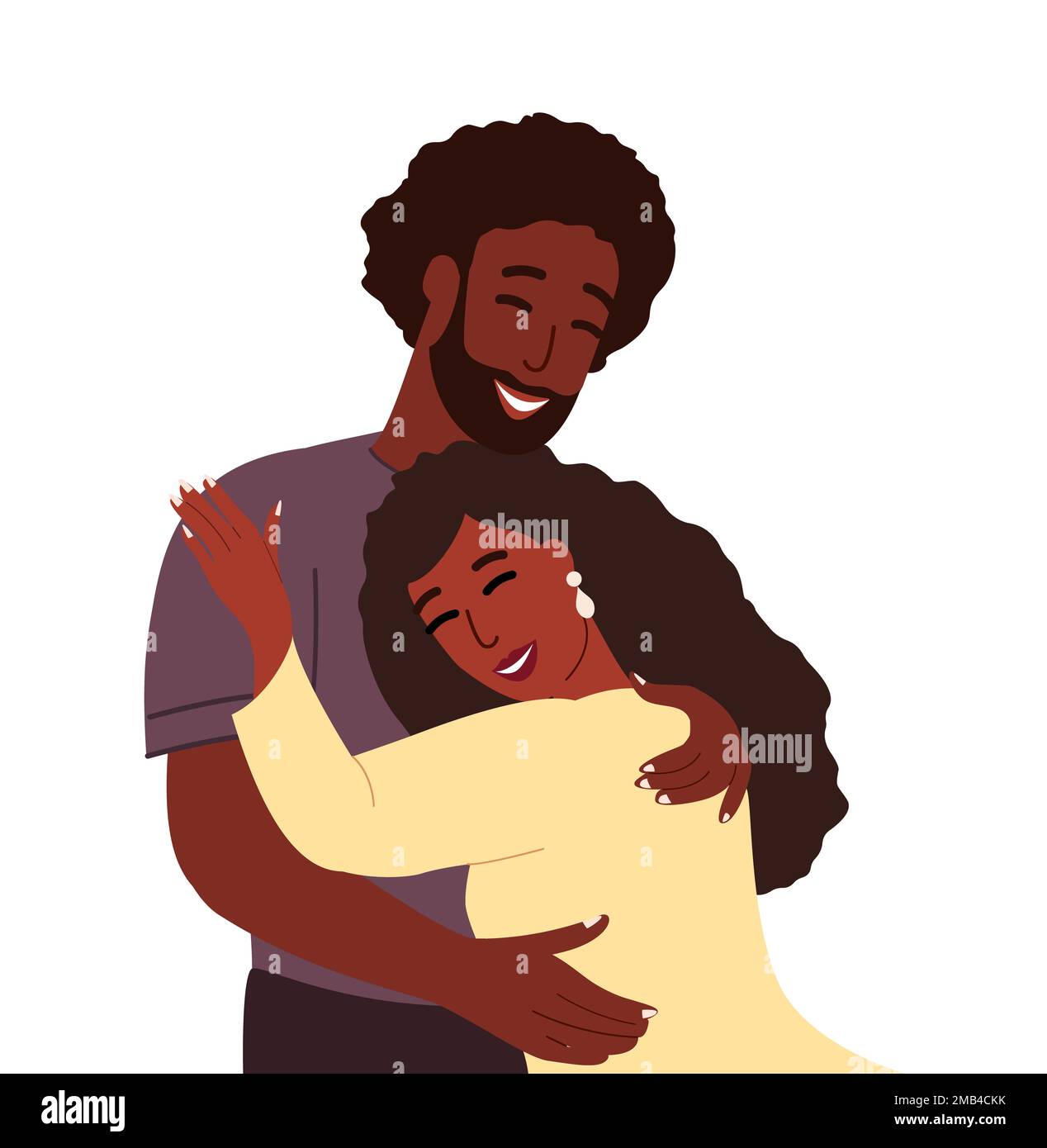 Felice giovane giovane coppia romantica africana together.Negro moglie, marito abbracciare a vicenda.supporting, caldo, amorevole relations.persone di famiglia fiducia, aiutare ogni Othe Foto Stock