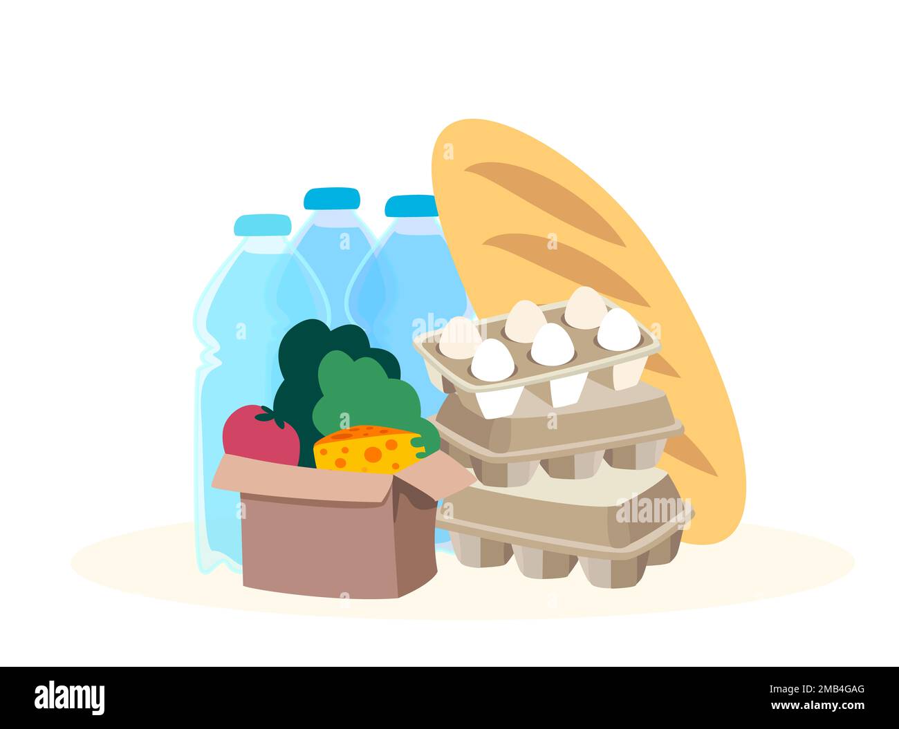 Cibo e pasto Composition.Living salario Products.Volontariato donazione, prodotti, cibo per l'alimentazione donazione Center.Charity, sostegno concept.Humanitarian charit Foto Stock