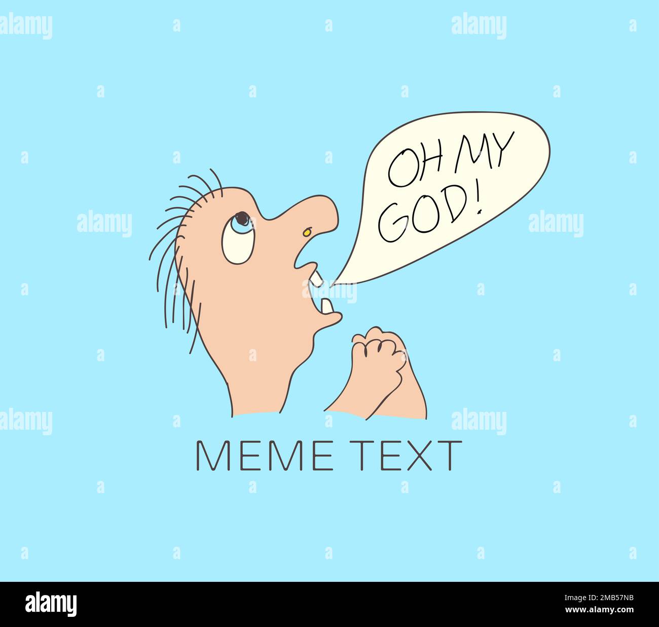 Uomo disegnato a mano libera con bolla di linguaggio. Illustrazione vettoriale con stile doodle. Design creativo per avatar, comunicazione e stampa. Illustrazione Vettoriale