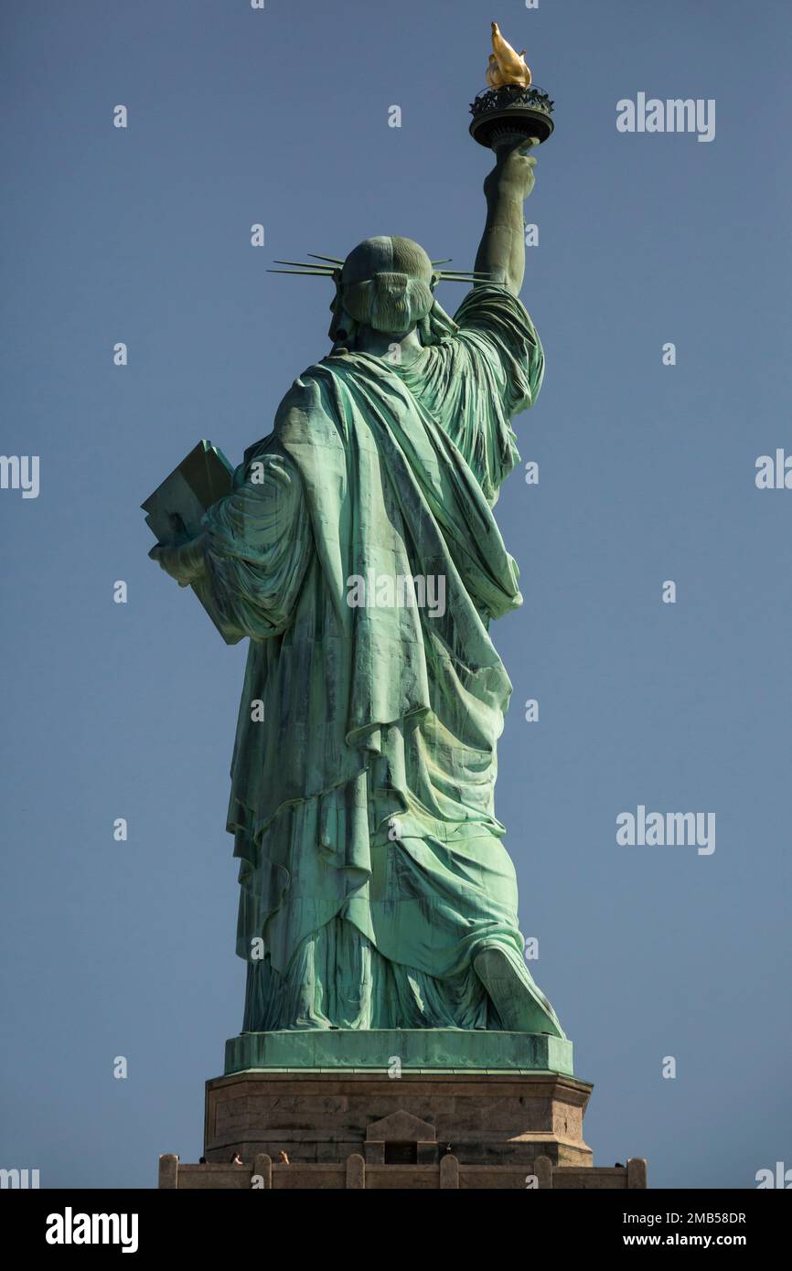 Vista posteriore della Statua della libertà, New York Foto Stock