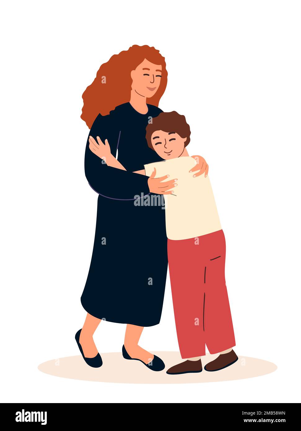 Amore madre e figlio bambino ragazzo abbracciando Together.Love di mamma e il suo child.Family relazioni, sostegno e Love.Warm hugs.Happy Woman e bambino figlio.FLA Foto Stock