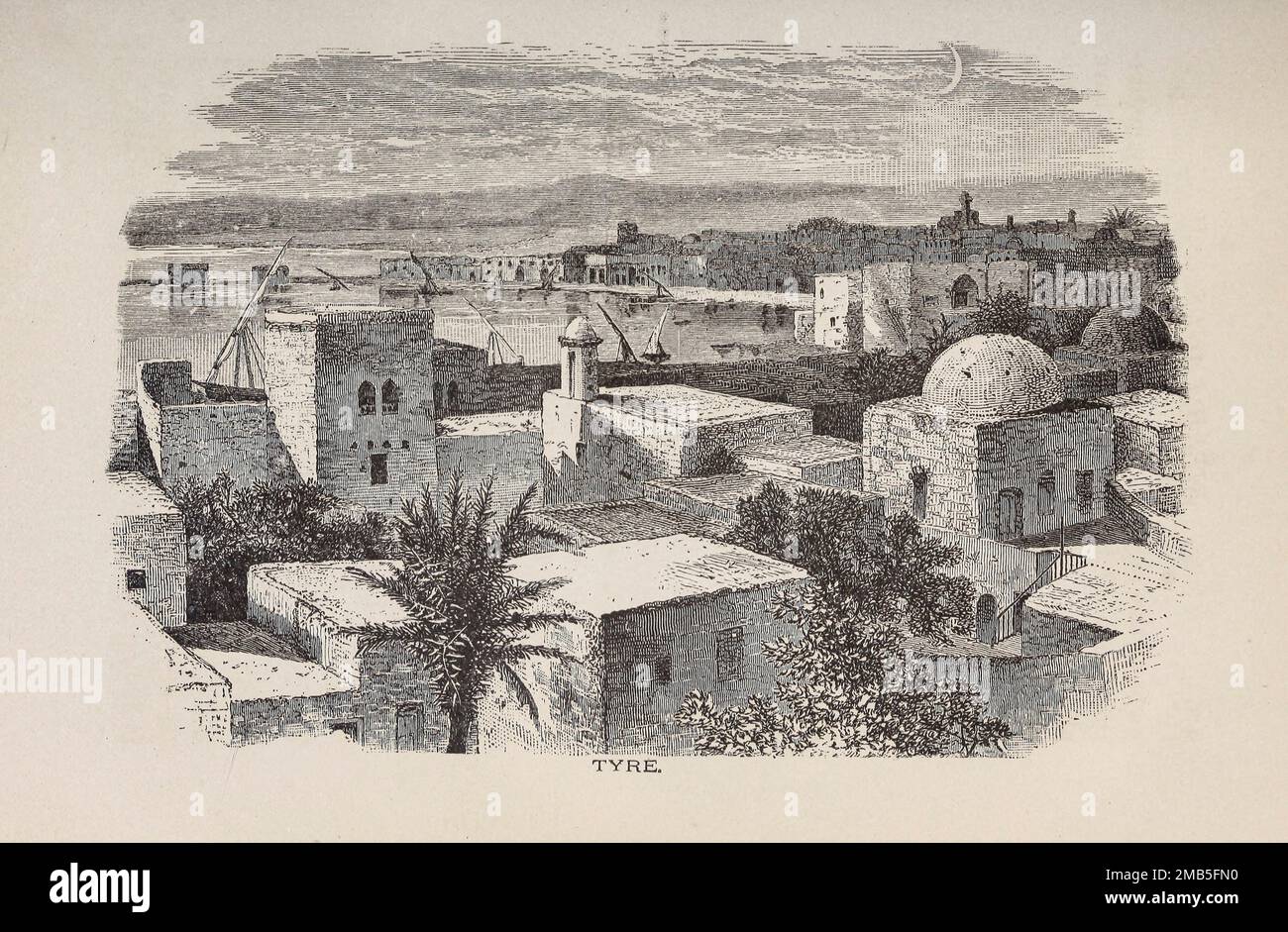 Tyre, Lebanon incisione dal libro ' attraverso le terre della Bibbia : note di viaggio in Egitto, il deserto, e Palestina ' di Philip Schaff, 1819-1893 Editore New York : American Tract Society 1878 Foto Stock