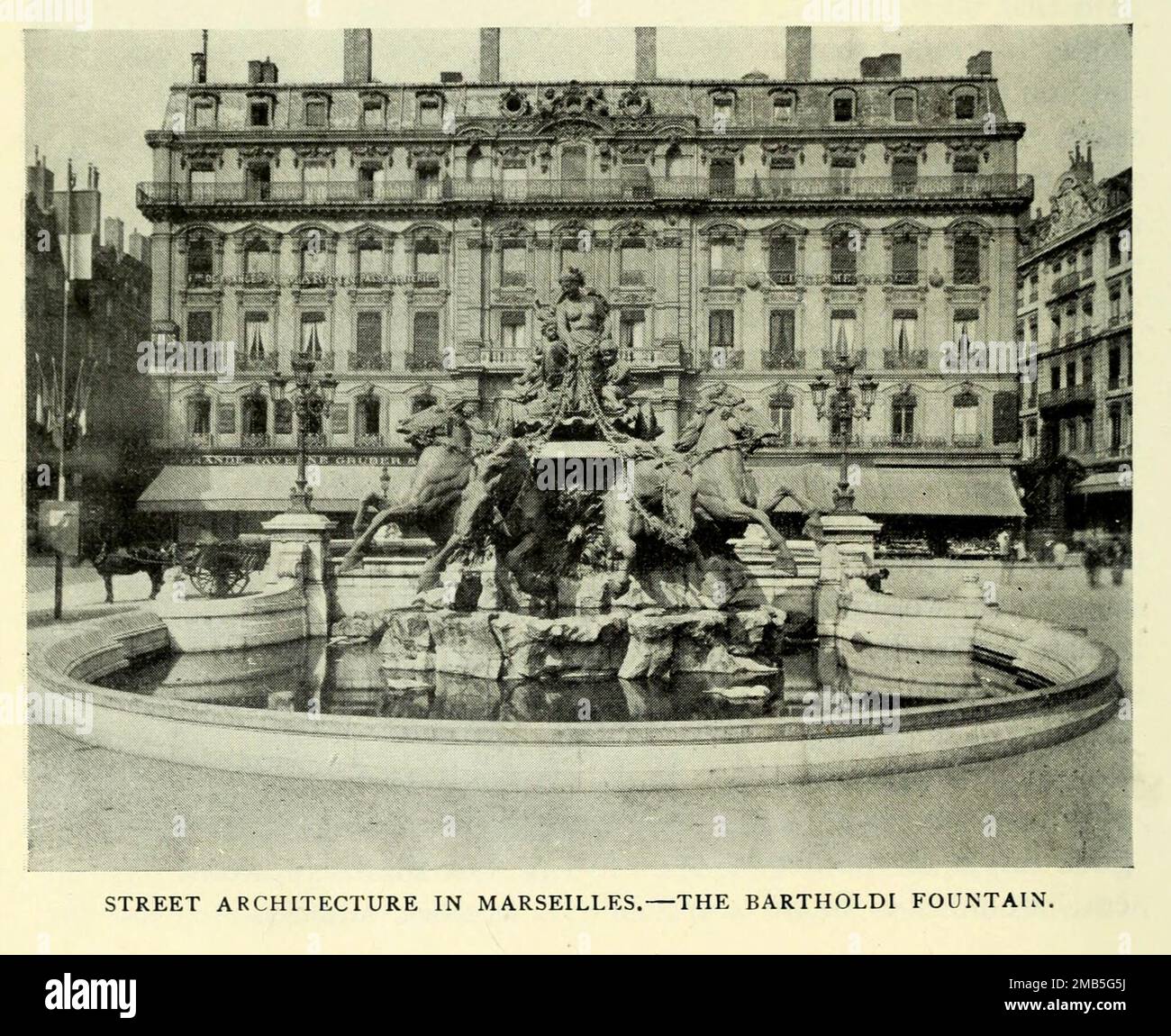 ARCHITETTURA DI STRADA A MARSIGLIA. - LA FONTANA BARTHOLDI dalla RECENTE ARCHITETTURA dell'articolo IN FRANCIA. Di Barr Ferree dalla rivista Engineering MAGAZINE DEDICATA AL PROGRESSO INDUSTRIALE Volume VIII Ottobre - Marzo 1895 NEW YORK The Engineering Magazine Co Foto Stock