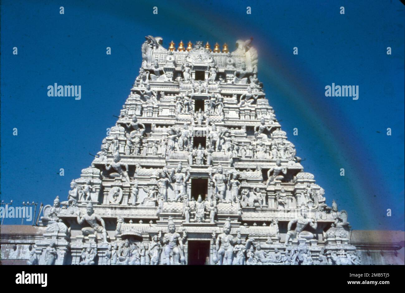 Il tempio di Sri Venkateswara Swami Vaari è un tempio indù situato nella città collinare di Tirumala, nel distretto di Tirupati, nell'Andhra Pradesh, in India. Il Tempio è dedicato a Venkateswara, una forma di Vishnu, che si ritiene sia apparso sulla terra per salvare l'umanità dalle prove e dai problemi di Kali Yuga. Tempio indù situato nella città collinare di Tirumala a Tirupati, nel distretto di Tirupati, Andhra Pradesh, India. Foto Stock