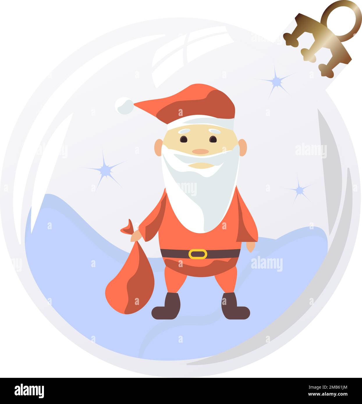 Composizione di Capodanno e Natale con Babbo Natale e regalo borsa in bauble Illustrazione Vettoriale