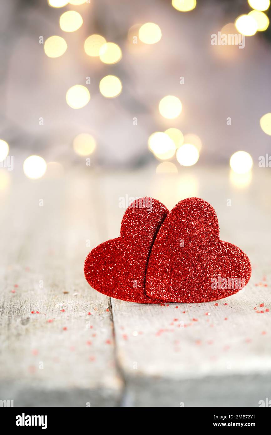 San Valentino sfondo cuore design con spazio copia, fuoco selettivo Foto  stock - Alamy