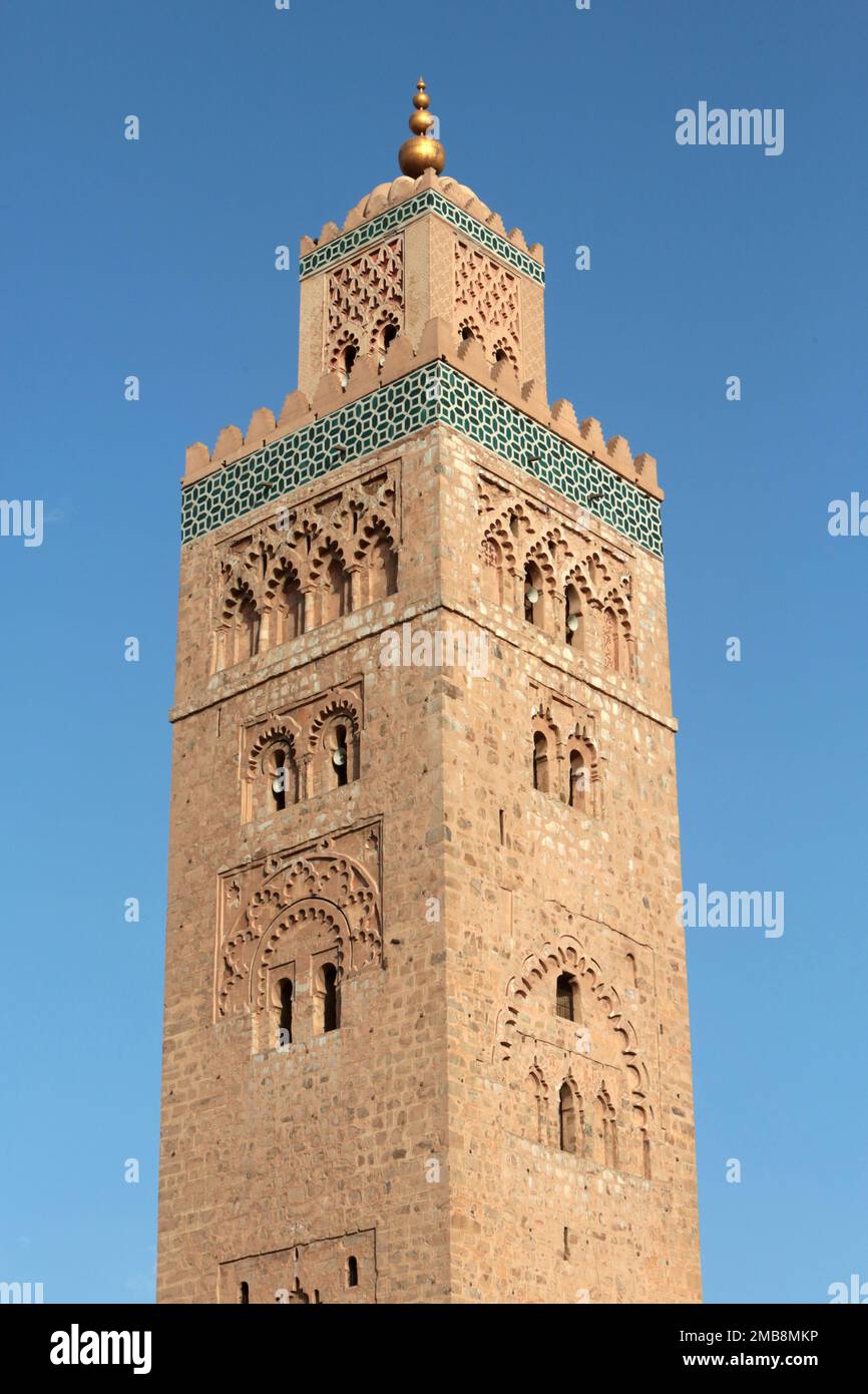 Minareto. Mosquée Koutoubia. Siècle XIIe. Marrakech. Maroc. / Minareto. Moschea di Koutoubia. XII secolo. Marrakech. Marocco. Foto Stock