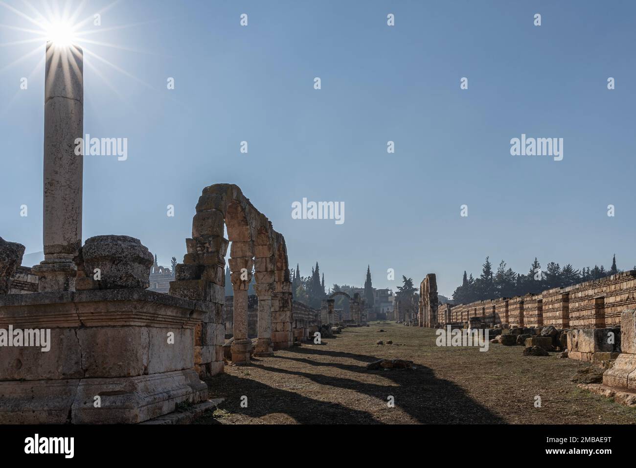 Le rovine romane di Anjar, Libano Foto Stock