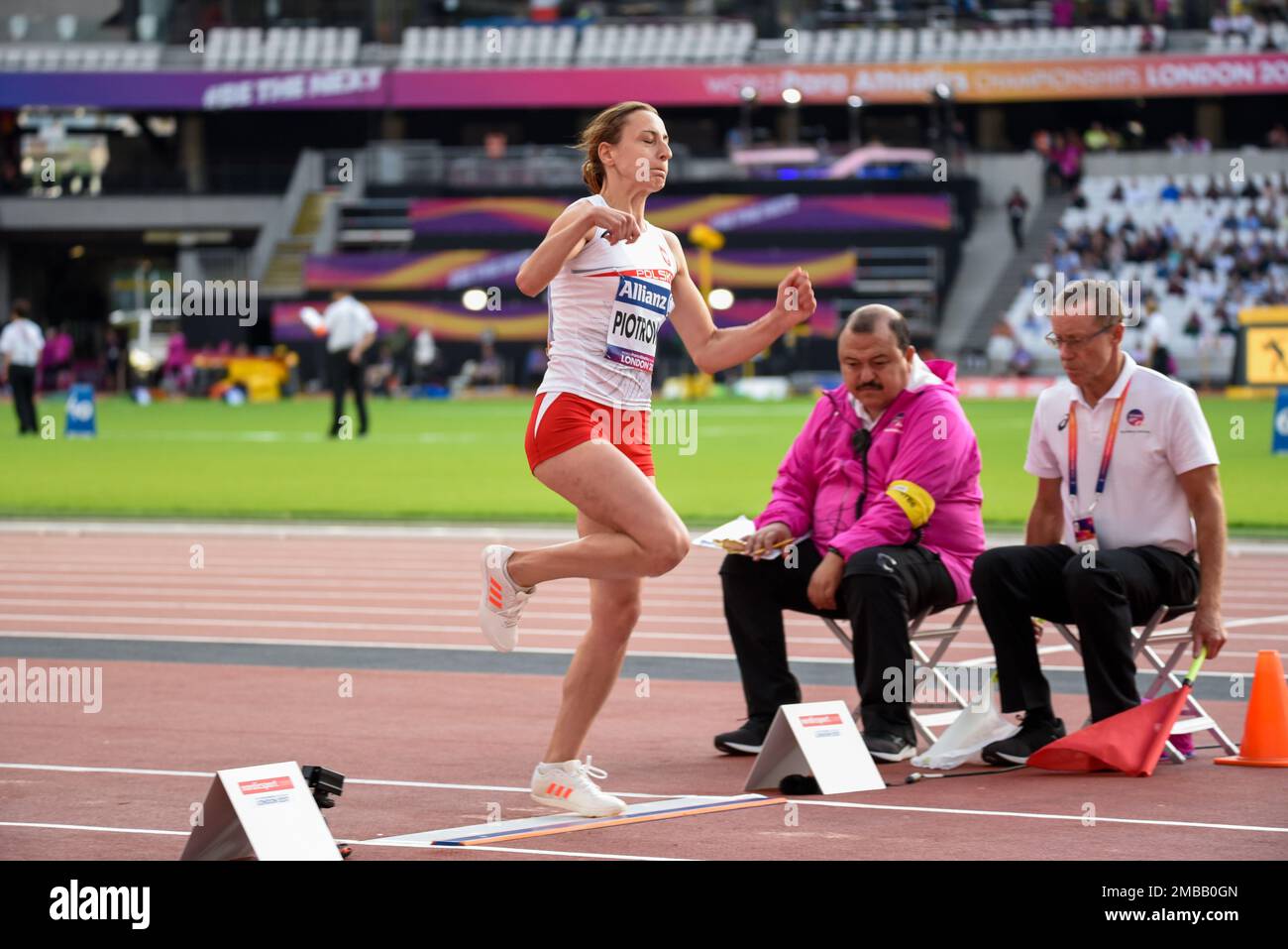 Marta Piotrowska Long Jump T37 atleta che gareggia ai Campionati mondiali di atletica Para 2017 allo Stadio Olimpico di Londra, Regno Unito. Atleta polacco Foto Stock