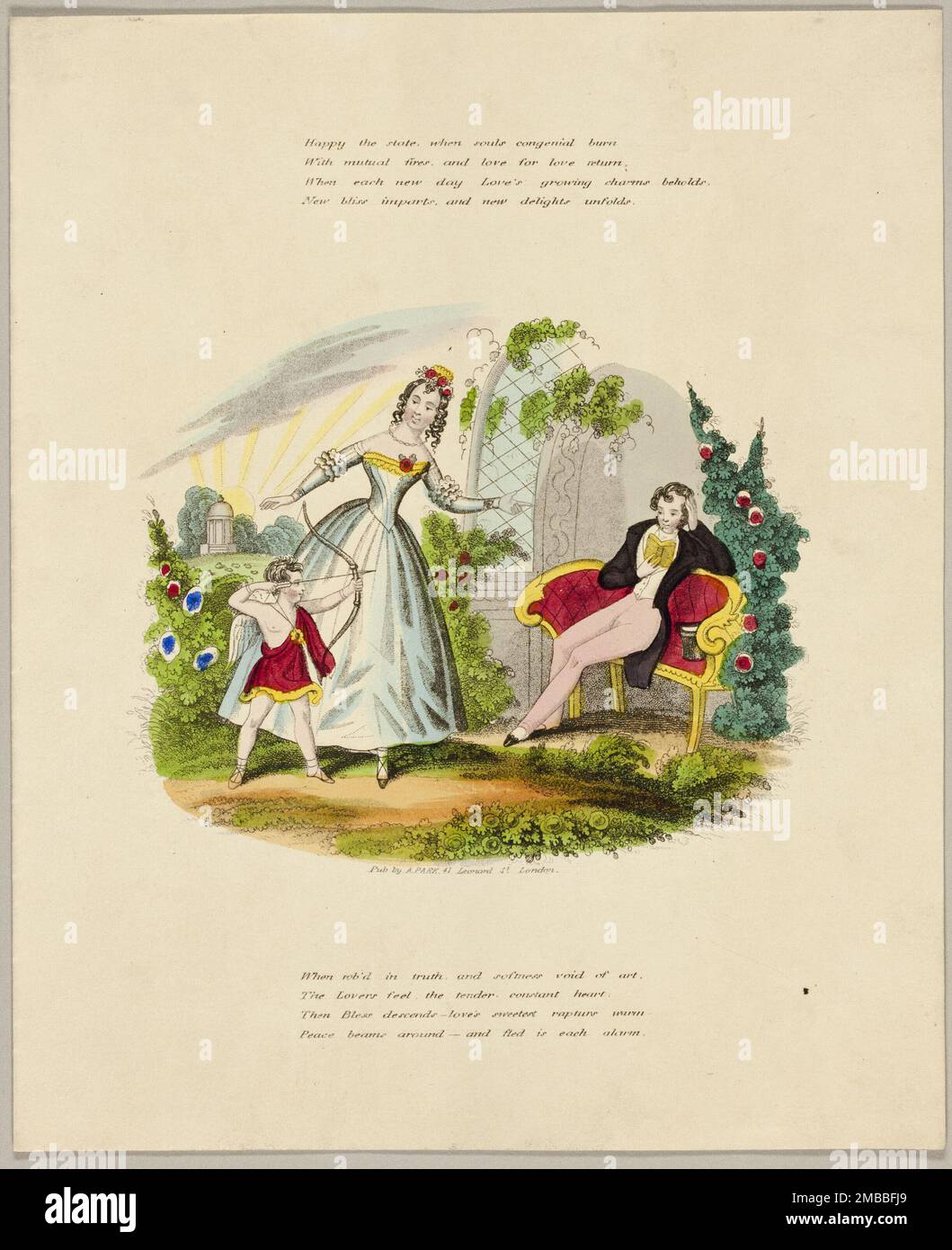 Buon Stato (San Valentino), 1842. '...quando le anime congeniali bruciano / con i fuochi reciproci, e l'amore per l'amore torna. / Quando ogni nuovo giorno l'amore cresce fascino behds. / Nuova beatitudine e nuove delizie si dispiegano. / Quando ROB'd in verità, e la morbidezza senza l'arte, / gli amanti sentono il tenero cuore costante. / Poi benedire discende - il rapimento più dolce dell'amore caldo / pace travi intorno - e fuggito è ogni allarme '. Foto Stock