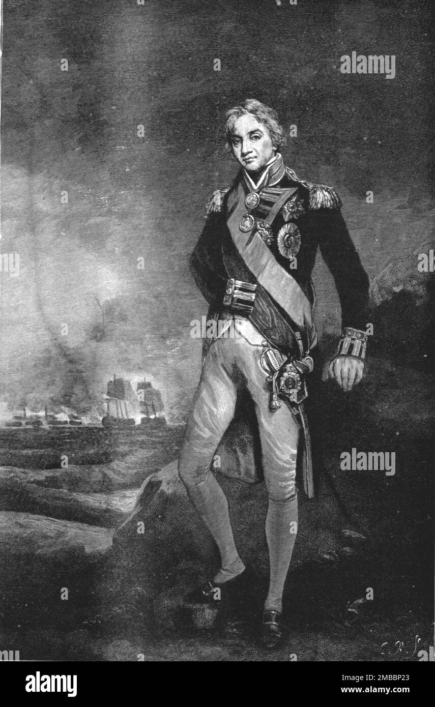 ''Horatio Nelson, Visconte Nelson, e Duca di Bronte, K.B., Vice-Ammiraglio, dopo John Hoppner, R.A.', 1891. Da "The Graphic. Un quotidiano settimanale illustrato", Volume 44. Da luglio a dicembre 1891. Foto Stock