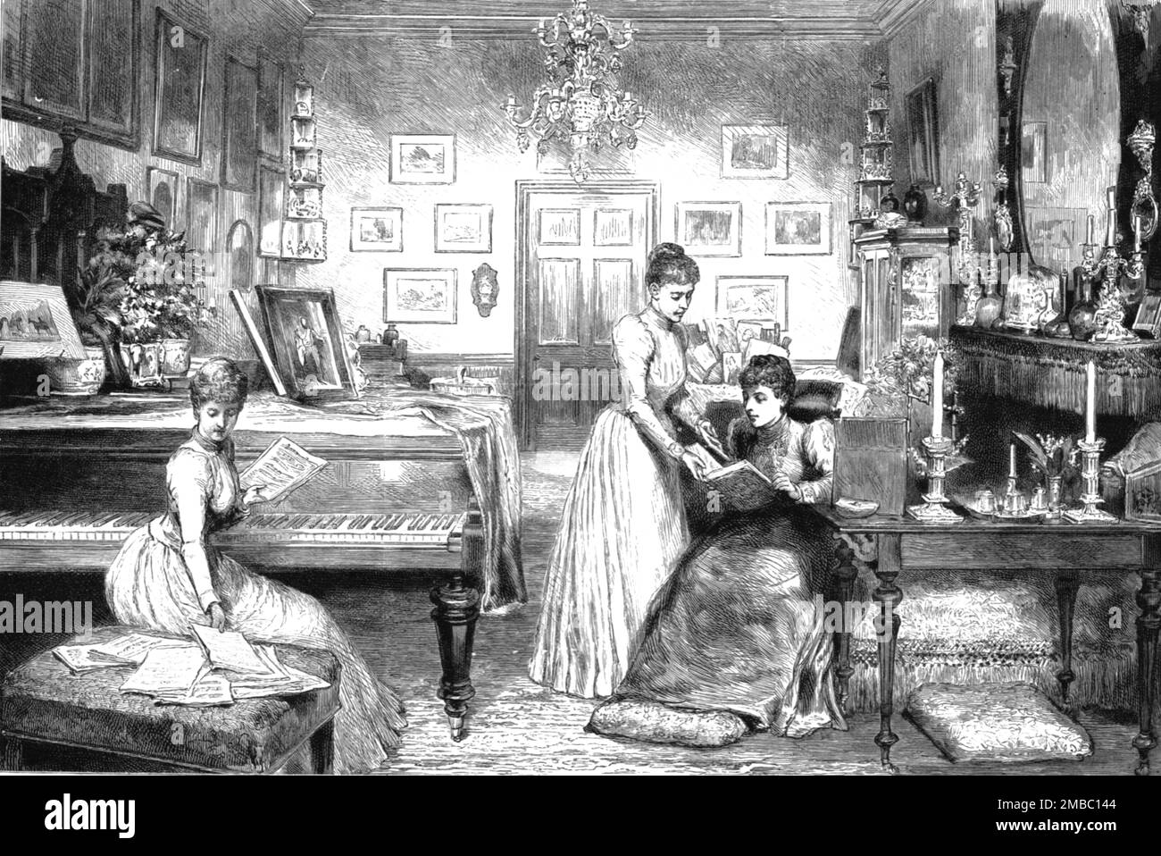 ''la casa di TRH Principe e principessa cristiana, il Boudoir, Cumberland Lodge', 1891. Da "The Graphic. Un quotidiano settimanale illustrato", Volume 44. Da luglio a dicembre 1891. Foto Stock