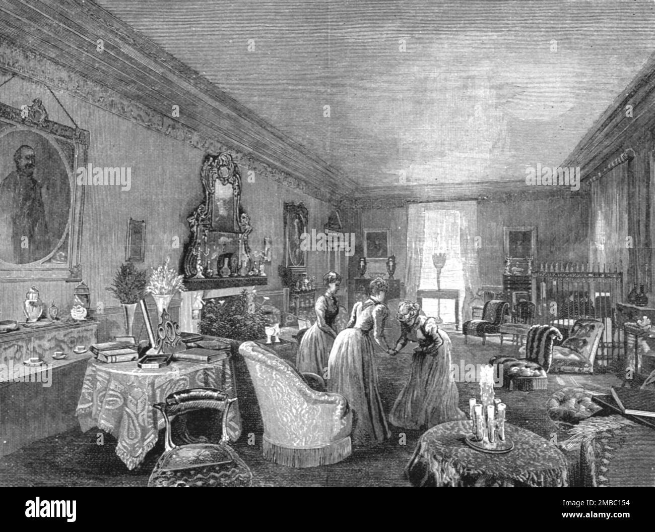 ''la casa di TRH Prince and Princess Christian, The Drawing Room, Cumberland Lodge', 1891. Da "The Graphic. Un quotidiano settimanale illustrato", Volume 44. Da luglio a dicembre 1891. Foto Stock