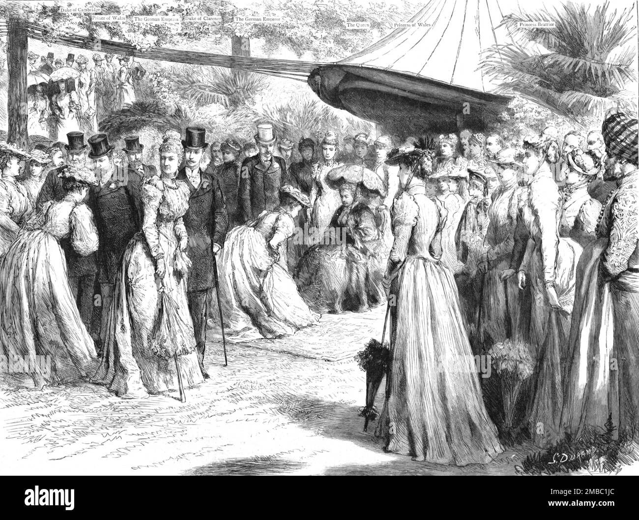 ''la visita dell'imperatore tedesco - il Garden Party dato a Marlborough House dal Principe e Principessa di Galles', 1891. Da "The Graphic. Un quotidiano settimanale illustrato", Volume 44. Da luglio a dicembre 1891. Foto Stock