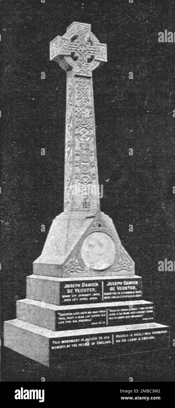 ''Memoriale eretto al padre Damien sull'isola di Molokai', 1891. Da "The Graphic. Un quotidiano settimanale illustrato", Volume 44. Da luglio a dicembre 1891. Foto Stock
