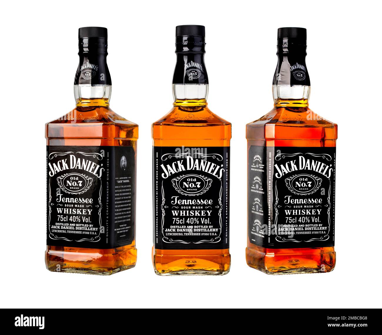 CHISINAU,MOLDOVA-NOVEMBRE 14,2015: Bottle unico di Jack Daniels #7. Jack Daniel's è un marchio di whisky del Tennessee che è l'America più venduto Foto Stock