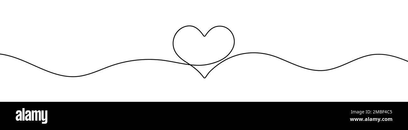 Disegno continuo del cuore. Icona Heart One line (cuore una linea). Sfondo del disegno a una linea. Illustrazione vettoriale. Icona del cuore nero Illustrazione Vettoriale