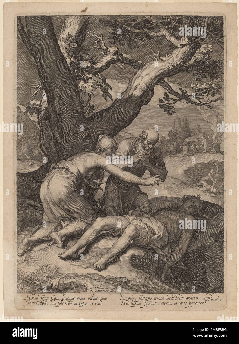 Adamo ed Eva lamentandosi del cadavere di Abele, 1604. Foto Stock