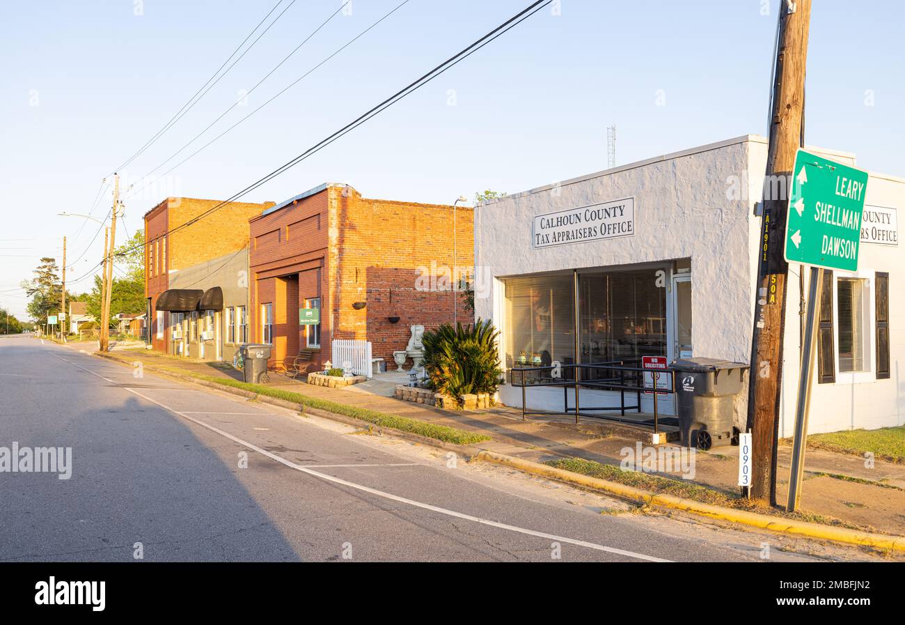 Morgan, Georgia, Stati Uniti d'America - 19 aprile 2022: Il vecchio quartiere degli affari su Dickey Street Foto Stock