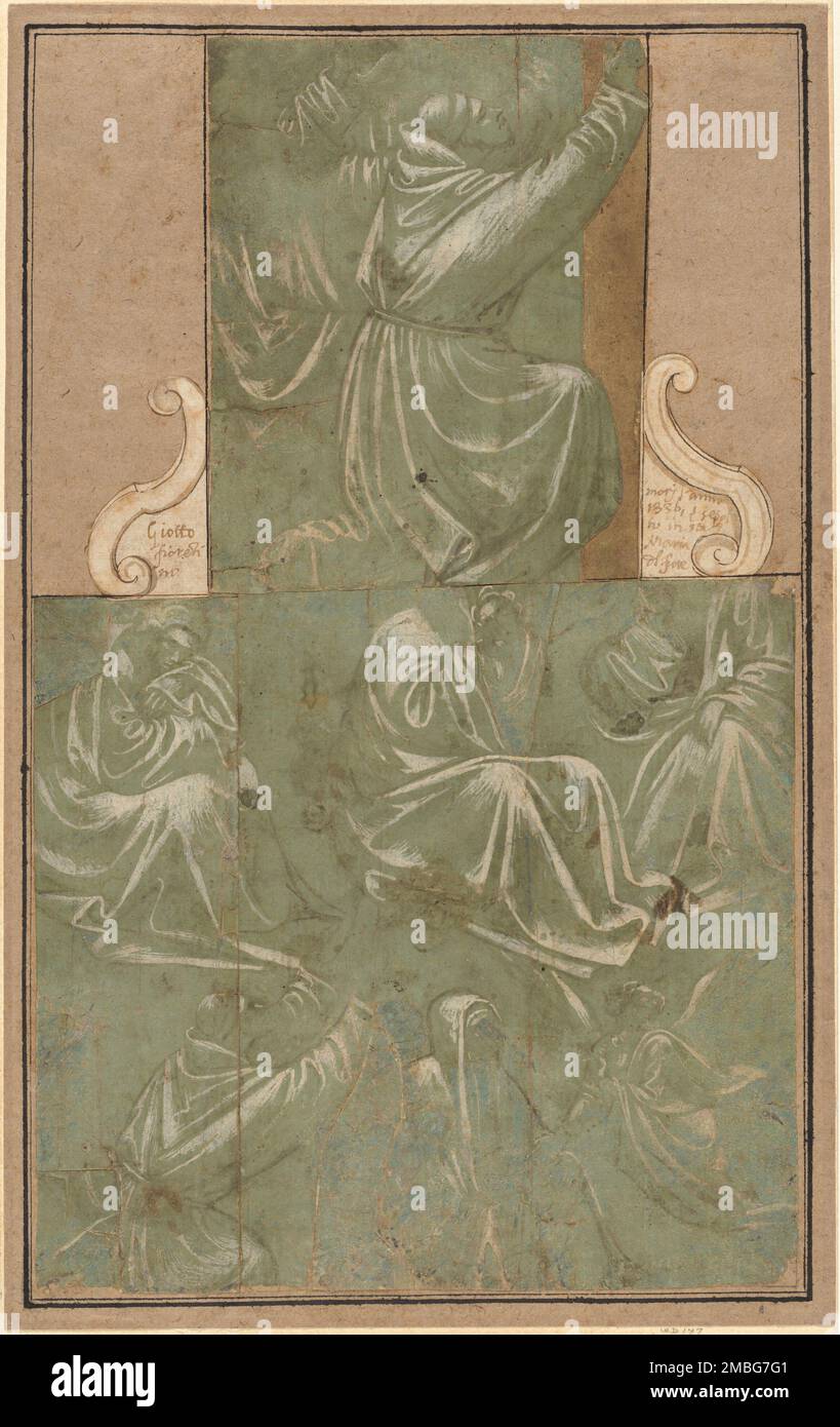 Studi su San Francesco in ginocchio e altre figure, 1390/1410. Foto Stock