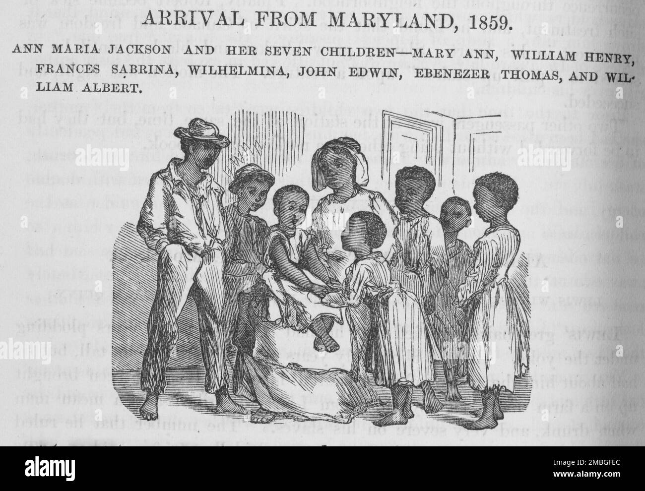 Arrivo dal Maryland, 1859; Ann Maria Jackson e i suoi sette figli, 1872. Foto Stock