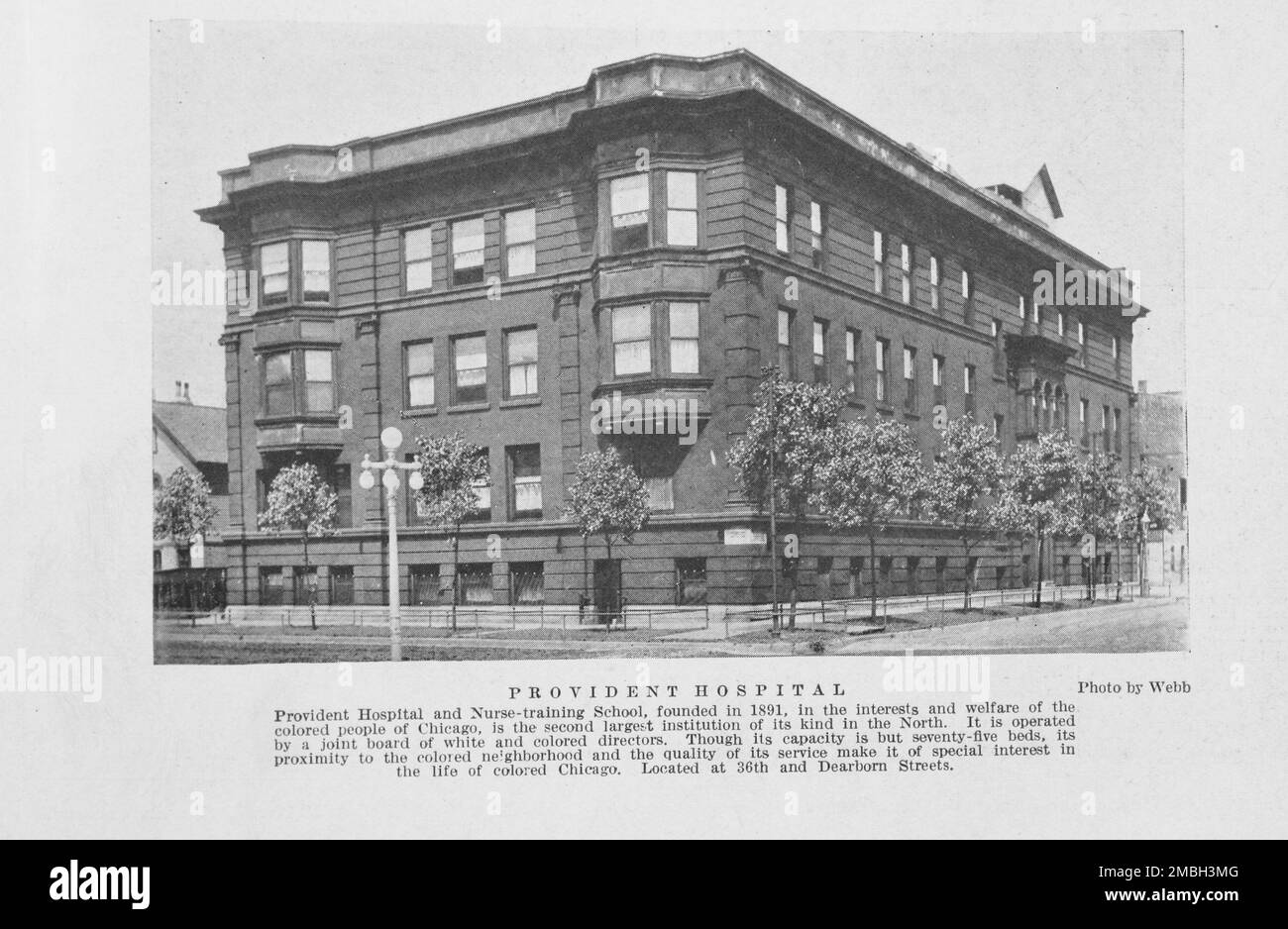 Provident Hospital and Nurse-training School, fondata nel 1891, nell'interesse e nel benessere delle persone colorate di Chicago, è la seconda istituzione più grande del suo genere nel nord, 1925. Foto Stock