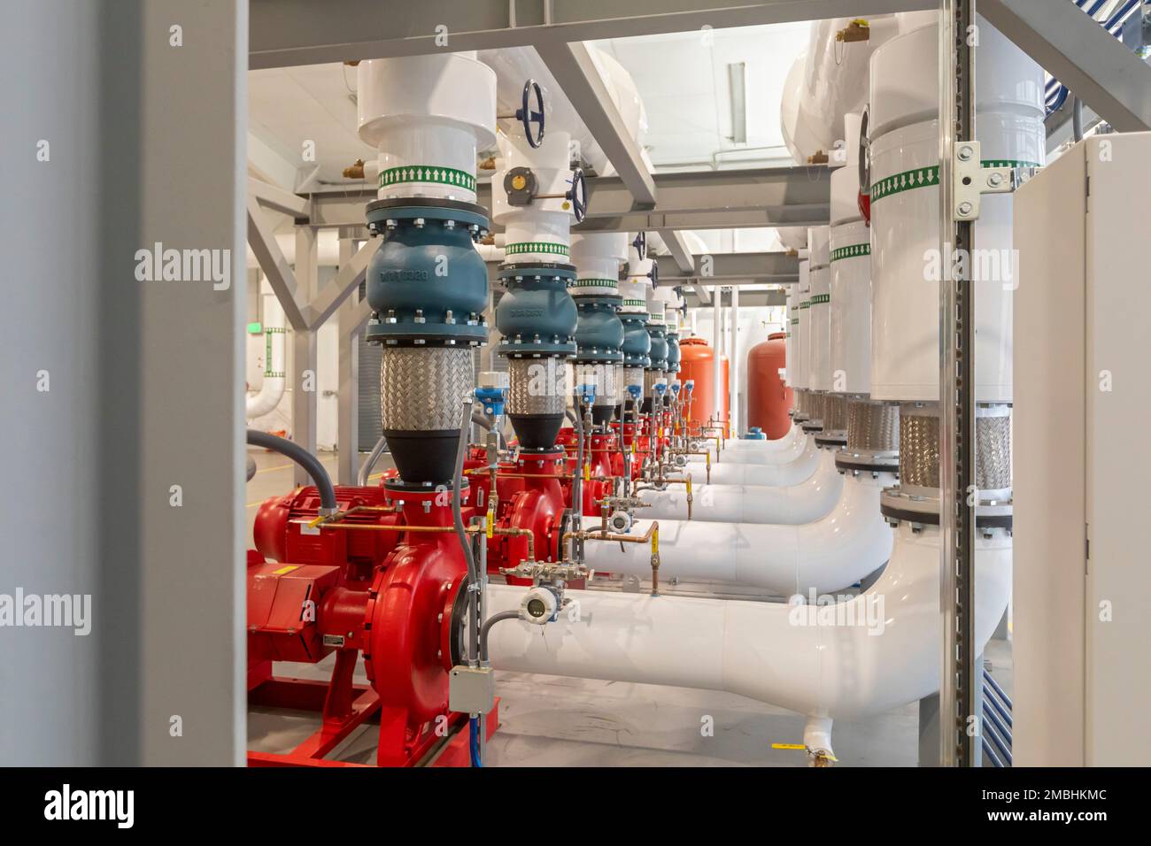 Denver, Colorado - le acque reflue grezze vengono utilizzate per riscaldare e raffreddare gli edifici del National Western Center e del campus della Colorado state University Spur. Il sistema Foto Stock