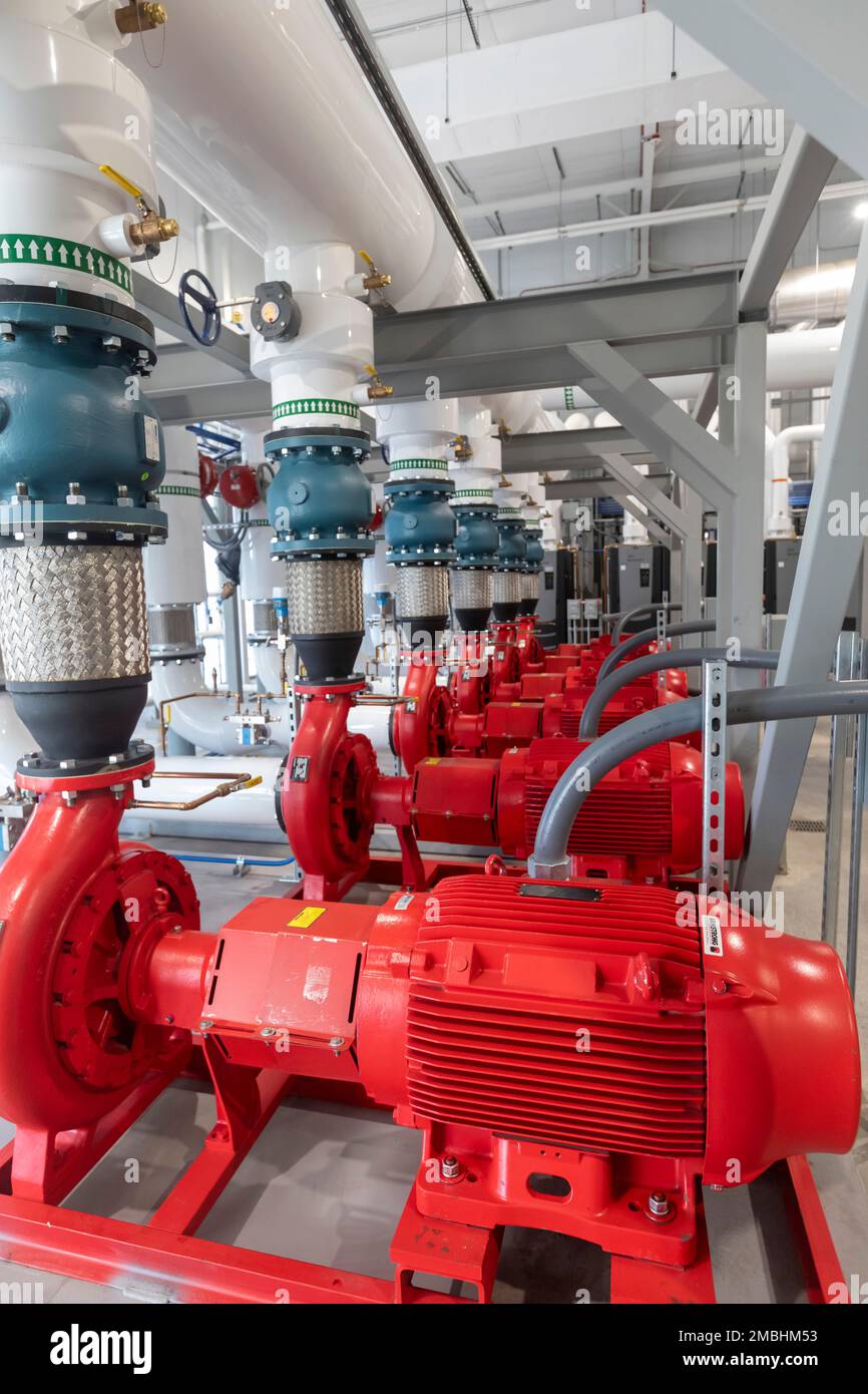 Denver, Colorado - le acque reflue grezze vengono utilizzate per riscaldare e raffreddare gli edifici del National Western Center e del campus della Colorado state University Spur. Il sistema Foto Stock