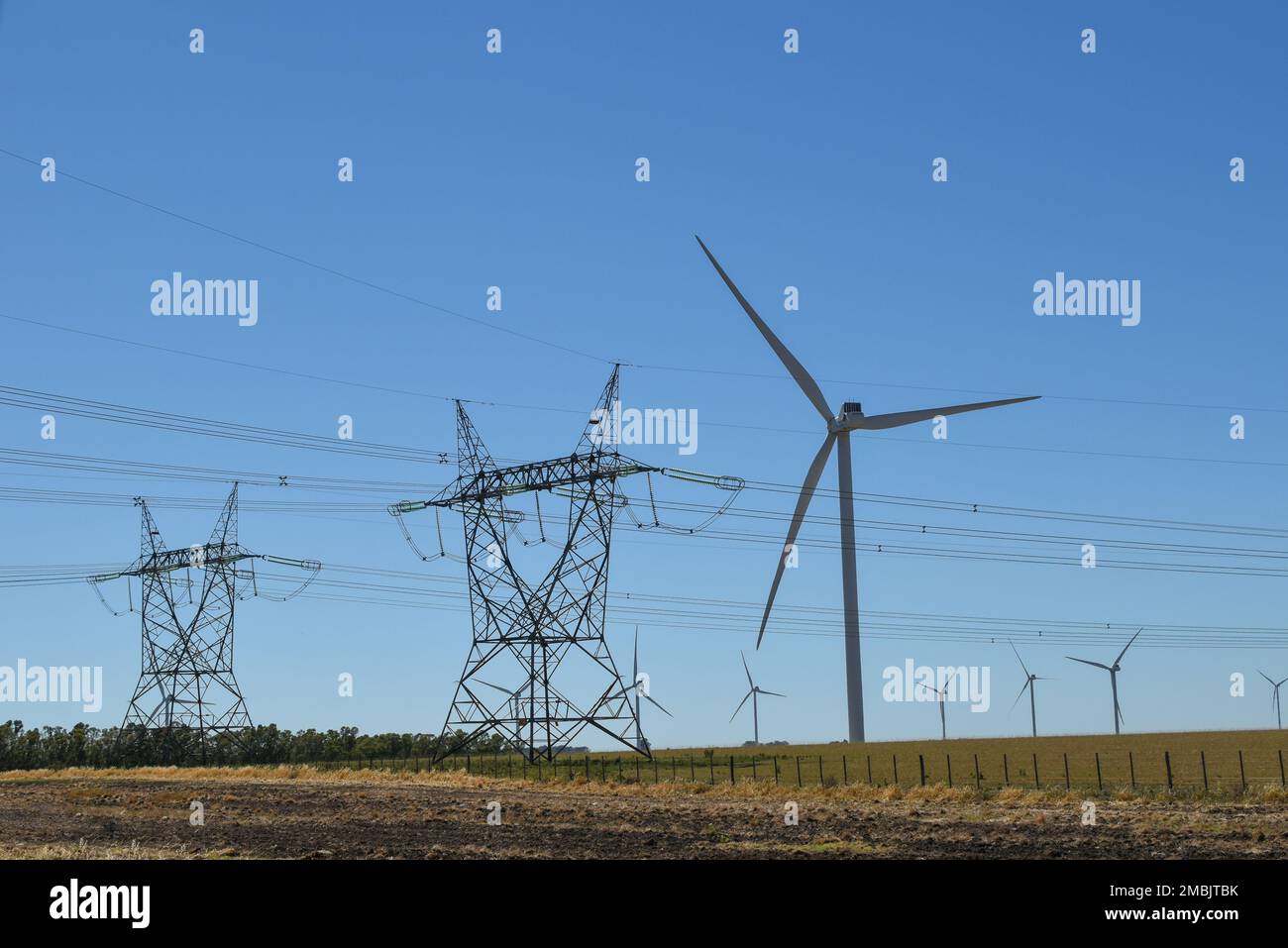 Mulini a vento per l'approvvigionamento energetico in Argentina vicino Bahia Blanca Foto Stock
