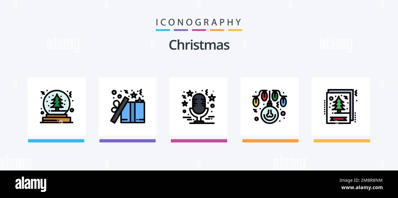 Pacchetto icone 5 Christmas Line con pupazzo di neve. natale. caffè. guarda. vacanza. Icone creative Design Illustrazione Vettoriale