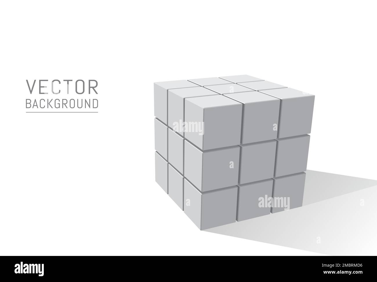 Аbstract composizione di 3D cubetti su sfondo bianco. Sfondo vettoriale per banner, poster, volantino, scheda, copertina, design della brochure. Illustrazione Vettoriale